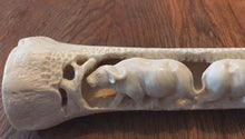 Load and play video in Gallery viewer, Buffalo Herd of 5 carved on Giraffe Leg bone

