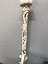 Load image into Gallery viewer, Vertical Ostrich and Giraffe carved on Ostrich Leg Bone.
