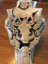 Load image into Gallery viewer, Warthog Buffalo Baboon and Leopard carved Skull
